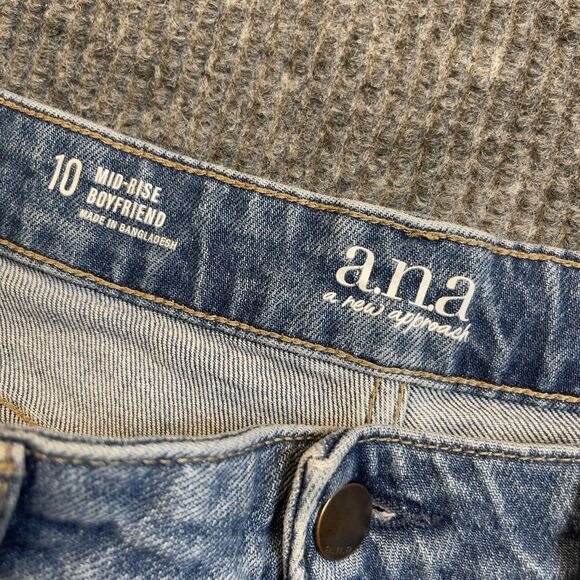 a.n.a. A New Approach Jeans Womens Size 10 Blue Mid Rise Boyfriend Medium Wash - Picture 3 of 8